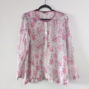 THEORY silk+cotton thin print blouse